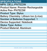 Dell DELL-PN7522W Premier Rechargeable Active Pen- PN7522W - Active - Aluminum