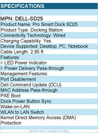Dell DELL-SD25 Pro Smart Dock SD25 -  Docking Station - for Desktop PC, Notebook