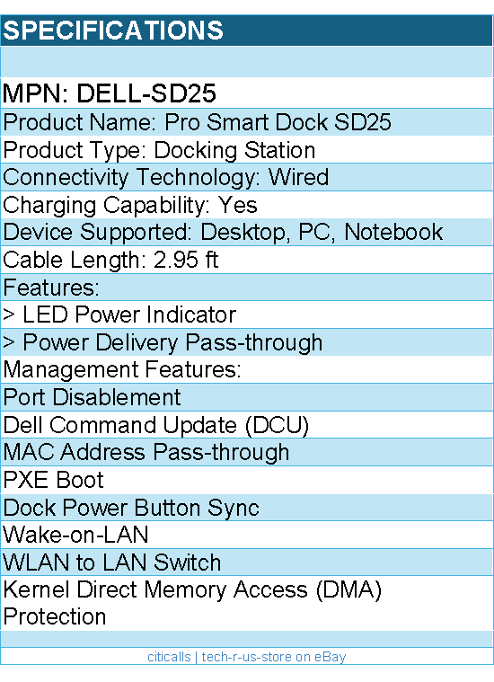 Dell DELL-SD25 Pro Smart Dock SD25 -  Docking Station - for Desktop PC, Notebook