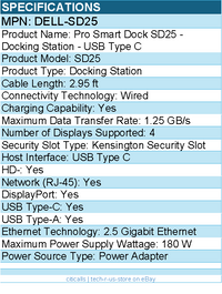 Dell DELL-SD25 Pro Smart Dock SD25 - Docking Station - USB Type C