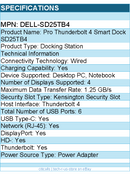 Dell DELL-SD25TB4 Pro Thunderbolt 4 Smart Dock SD25TB4 - Docking Station