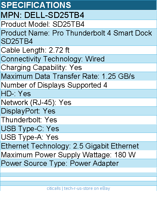 Dell DELL-SD25TB4 Pro Thunderbolt 4 Smart Dock SD25TB4 - Docking Station - Wired