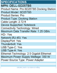 Dell DELL-SD25TB5 Pro SD25TB5 Docking Station - 330 W