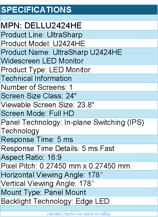 Dell DELLU2424HE UltraSharp U2424HE 24" Class Full HD LED Monitor - 16:9