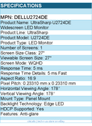Dell DELLU2724DE UltraSharp U2724DE 27" Class WQHD LED Monitor - 16:9