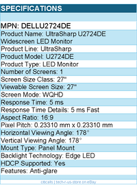 Dell DELLU2724DE UltraSharp U2724DE 27" Class WQHD LED Monitor - 16:9