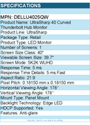 Dell DELLU4025QW UltraSharp 40" Class 5K2K WUHD Curved Screen LED Monitor