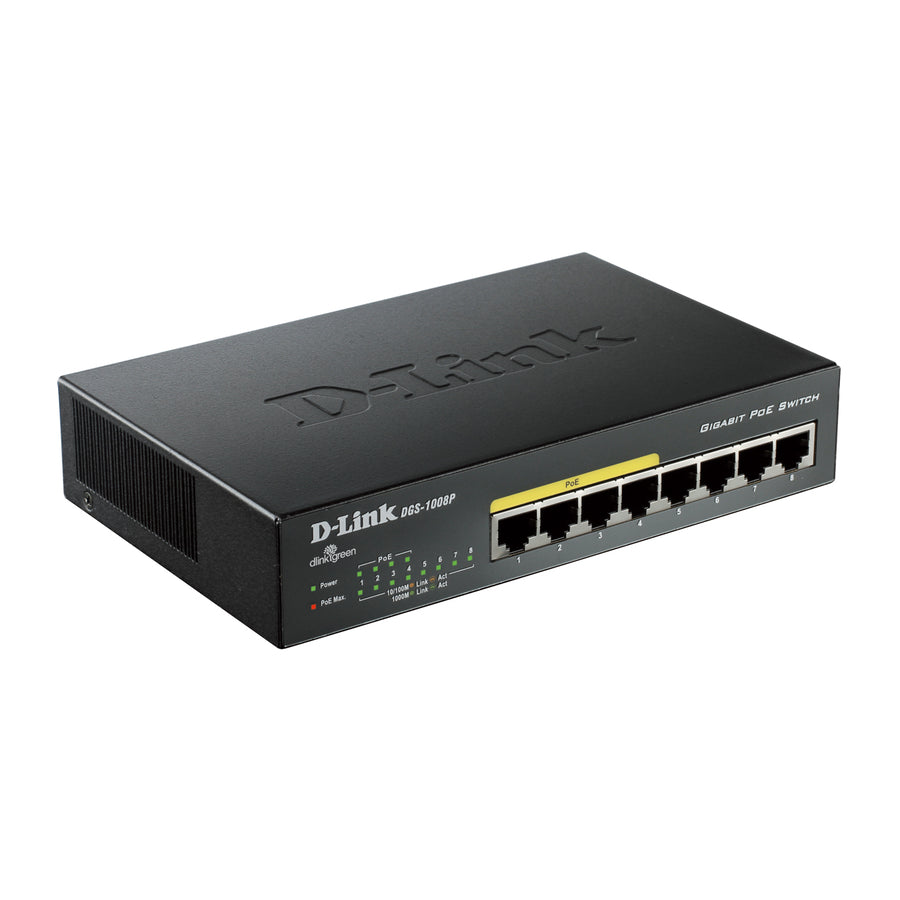 D-Link DGS-1008P Switch - 8Port Gigabit Unmanaged Desktop with 4 PoE Ports RTL