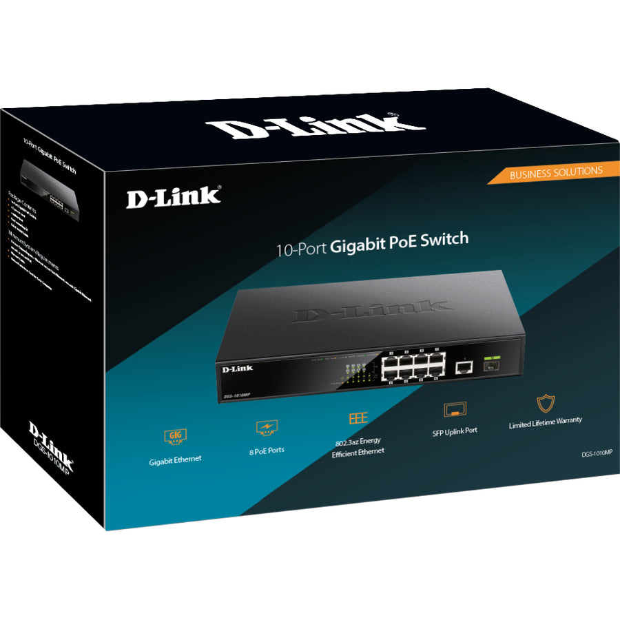 D-Link DGS-1010MP 10-Port Gigabit Rackmount PoE Switch - Rack-mountable