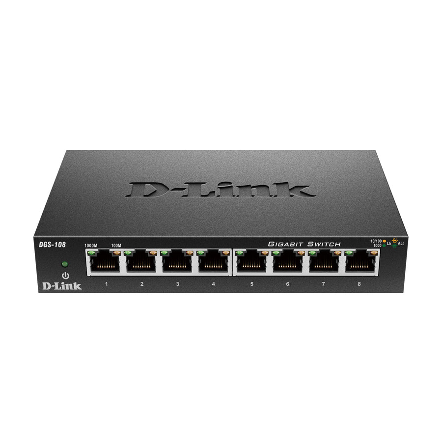 D-Link DGS-108 8-Port Gigabit QoS Switch Metal Chassis Jumbo Frames