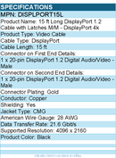 StarTech DISPLPORT15L 15ft (4.6m) DisplayPort 1.2 Cable, 4K x 2K UHD