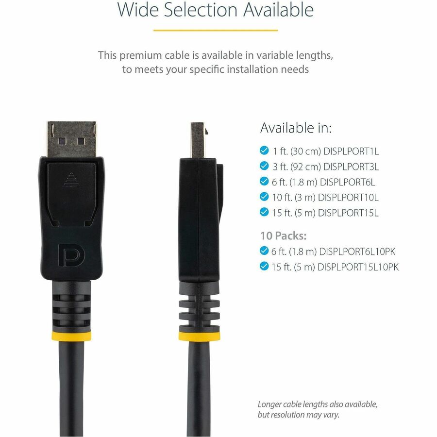 StarTech DISPLPORT15L 15ft (4.6m) DisplayPort 1.2 Cable, 4K x 2K UHD