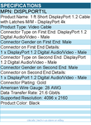 StarTech DISPLPORT1L 1ft DisplayPort 1.2 Cable, 4K x 2K UHD VESA Certified
