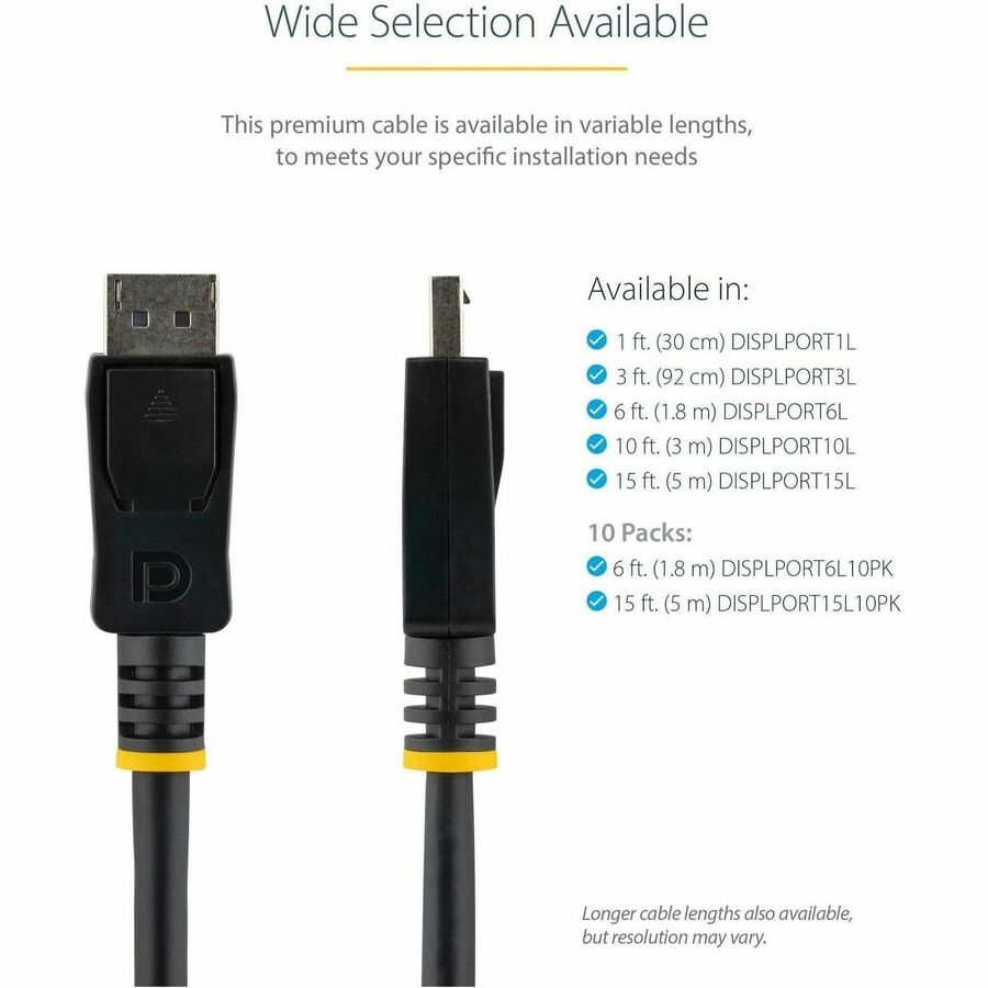 StarTech DISPLPORT3L 3ft (1m) DisplayPort 1.2 Cable, 4K x 2K UHD VESA Certified