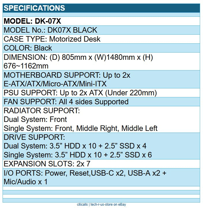 Lian Li DK07X Motorized Standing Computer Case Workflow Desk for 2 PC Systems
