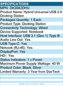 StarTech DK30A2DHU USB-C USB-A Dock - Hybrid Universal - Laptop Docking Station