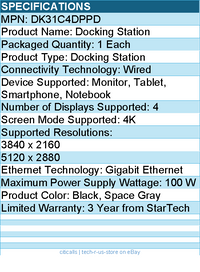 StarTech DK31C4DPPD USB-C Dock, 4K 60Hz Quad Monitor - Black, Space Gray