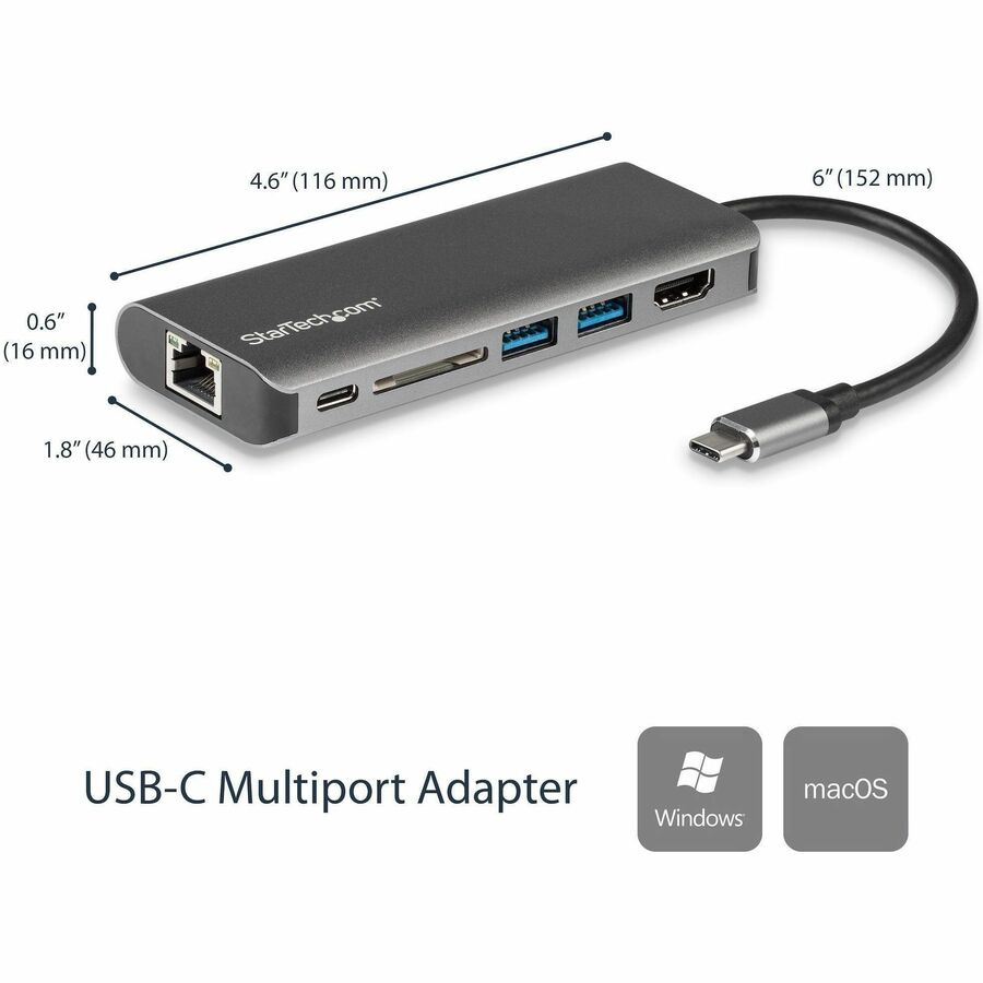 StarTech DKT30CSDHPD USB C Multiport Adapter - Portable USB Type-C Travel Dock