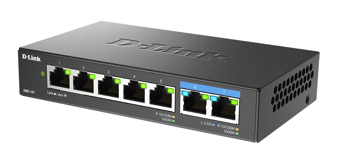 D-Link DMS-107 7-Port Unmanaged Gigabit/Multi-Gib Ethernet Desktop Switch