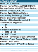 Targus DOCK315USZ Universal USB-C DV4K Docking Station with 65W Power Delivery