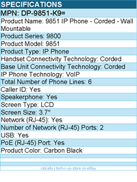 Cisco DP-9851-K9= 9851 IP Phone - Corded - Wall Mountable - Carbon Black