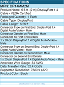 StarTech DP14MM2M 2 m VESA Certified DisplayPort 1.4 Cable - Black