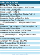 StarTech DP14VMM4M 13ft (4m) VESA Certified DisplayPort 1.4 Cable, 8K 60Hz HDR10