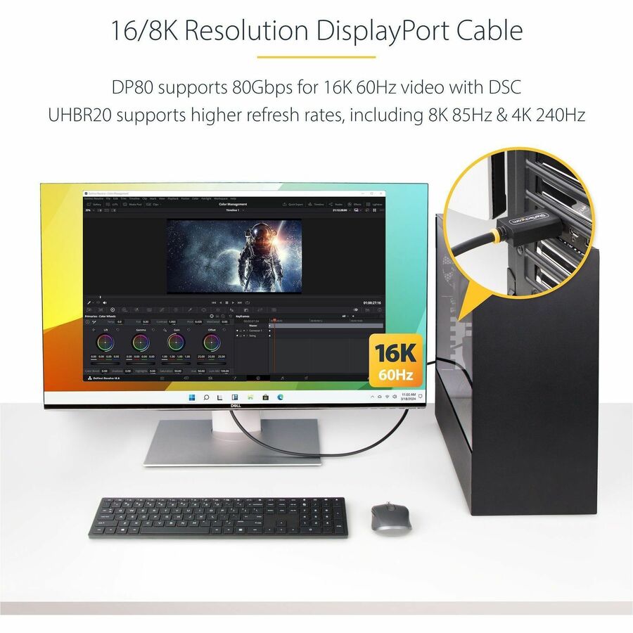 StarTech DP21-3F-DP80-CABLE 3ft DisplayPort 2.1 Cable, VESA Certified