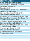 StarTech DP21-6F-DP40-CABLE 6ft DisplayPort 2.1 Cable - VESA Certified DP40