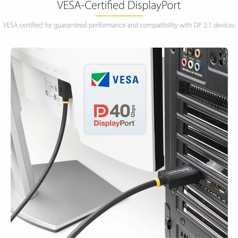 StarTech DP21-6F-DP40-CABLE 6ft DisplayPort 2.1 Cable - VESA Certified DP40