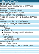 StarTech DP2DVI2 DisplayPort to DVI Adapter - Latching Connector - Black