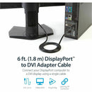 StarTech DP2DVI2MM6 6ft DisplayPort to DVI Cable, DisplayPort to DVI Adapter