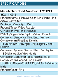 StarTech DP2DVIS DisplayPort to DVI Active Adapter Retail - Black