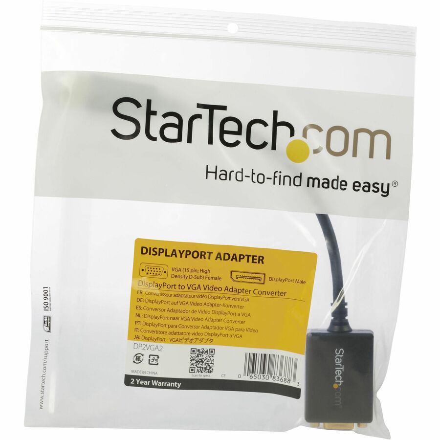 StarTech DP2VGA2 DisplayPort to VGA Video Adapter Converter - Black