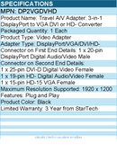 StarTech DP2VGDVHD Travel A/V adapter: 3-in-1 DisplayPort to VGA DVI