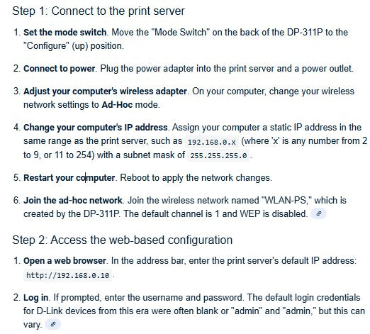 D-Link DP-311P Air Wireless 2.4GHz Wireless Print Server w Power Supply LOT of 2