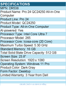 Dell DR538 Pro 24 QC24250 All-in-One Computer - Intel Core Ultra 7 - Dark Gray