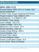 Eaton Tripp Lite Series DRS-1215 14 Outlet EconomyNetwork Server Surge Protector
