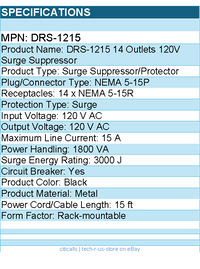 Eaton Tripp Lite Series DRS-1215 14 Outlet EconomyNetwork Server Surge Protector