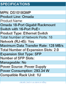 TP-Link DS1018GMP Omada 18-Port Gigabit Rackmount Switch w 16-Port PoE+