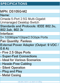 TP-Link DS105G-M2 Omada 5-Port 2.5G Multi-Gigabit Desktop Switch Retail