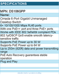 TP-Link DS106GPP Omada 6PT Gigabit Desktop Switch w 3PT PoE+ & 1PT PoE++