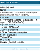 TP-Link DS106P Omada 6-Port 10 100 Mbps Desktop Switch with 4-Port PoE+