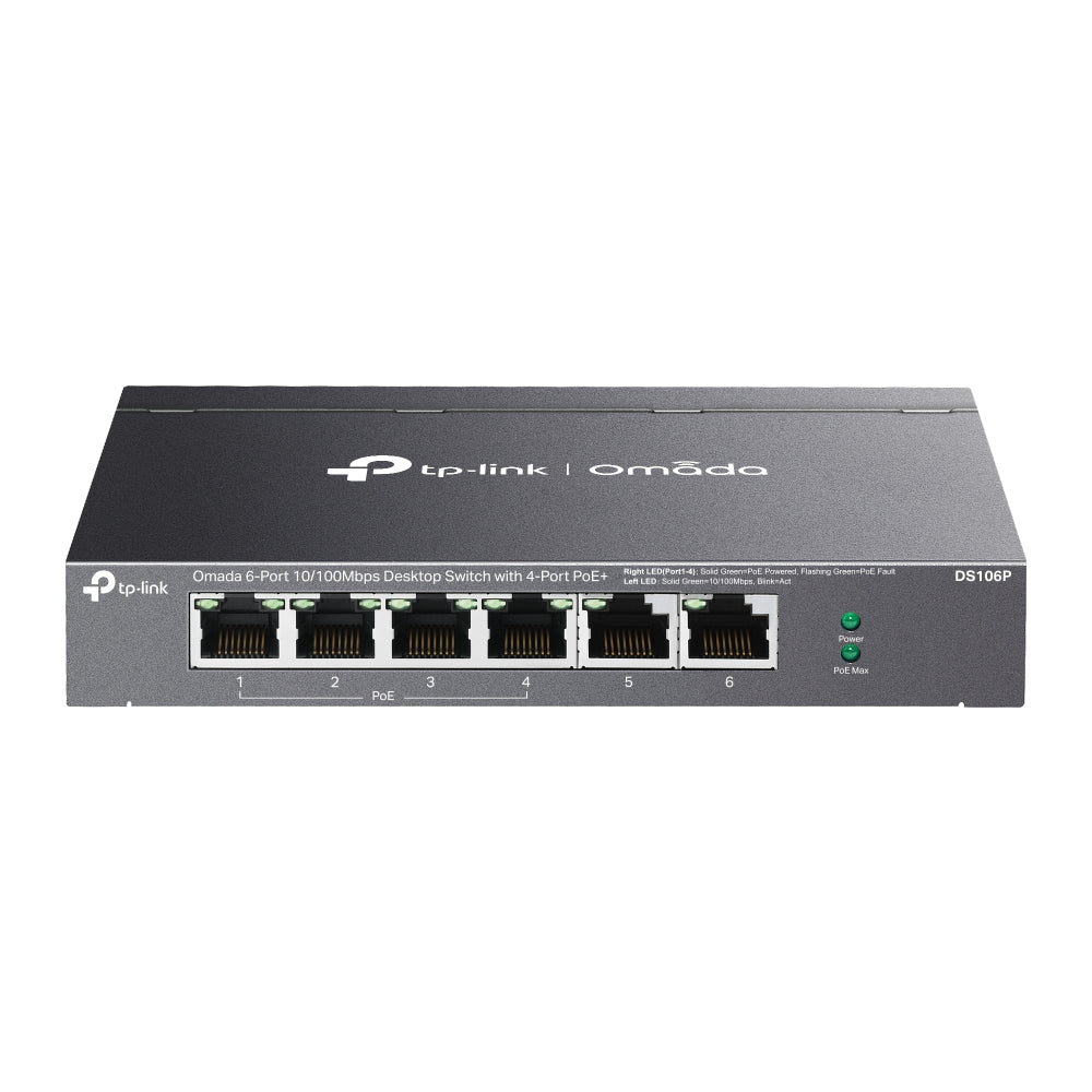 TP-Link DS106P Omada 6-Port 10 100 Mbps Desktop Switch with 4-Port PoE+