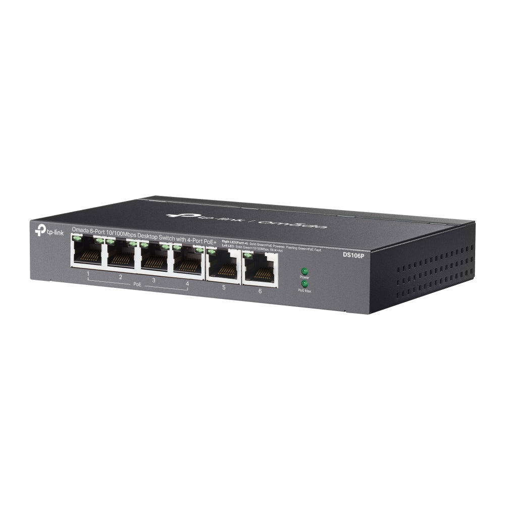 TP-Link DS106P Omada 6-Port 10 100 Mbps Desktop Switch with 4-Port PoE+