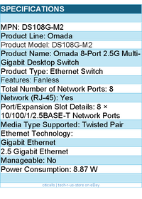 TP-Link DS108G-M2 Omada 8-Port 2.5G Multi-Gigabit Desktop Switch Retail
