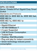 TP-Link DS108GE Omada 8-Port Gigabit Easy Smart Switch Retail