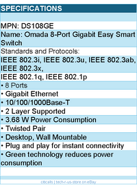 TP-Link DS108GE Omada 8-Port Gigabit Easy Smart Switch Retail