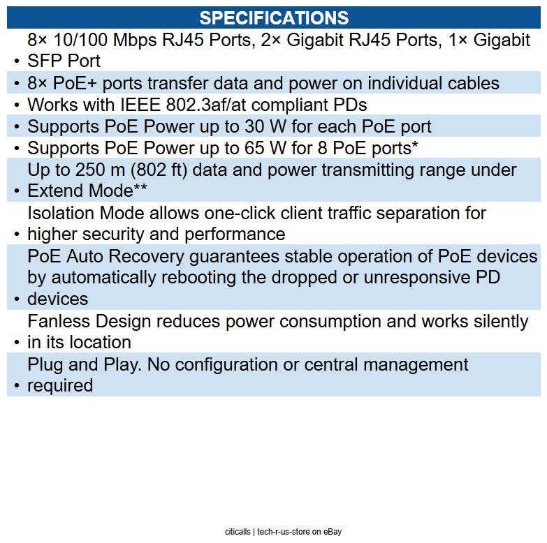 TP-Link DS111P Omada 8-Port 10/100Mbps + 3-Port Gigabit Desktop Switch