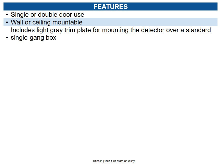 Radionix DS150ITP160 Request-to-Exit Motion Sensor with TP160 Plate, Light Gray
